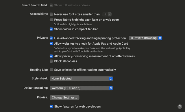 Show Develop checkbox